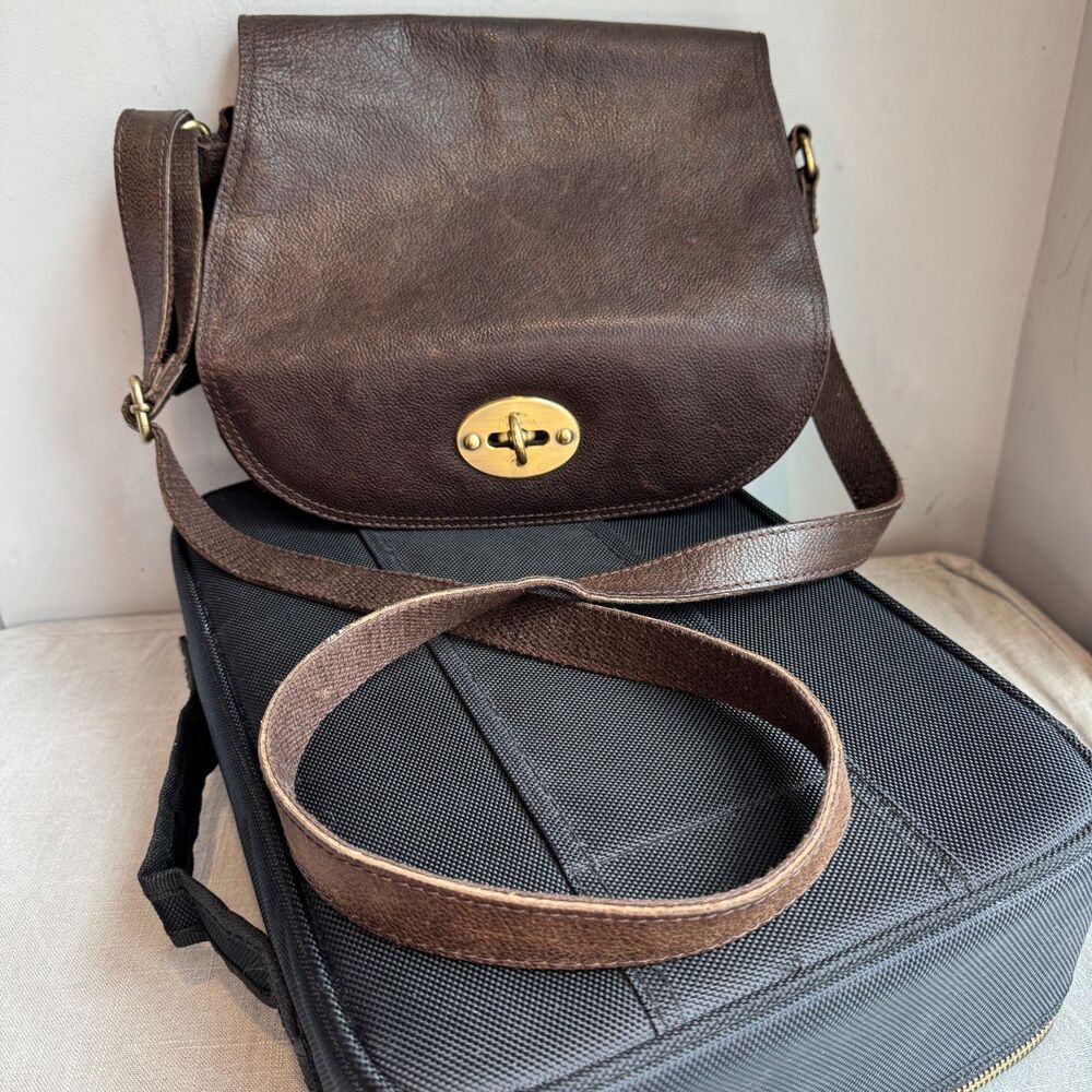 Vintage Rowallan Brown Leather Saddle-Bag Crossbody – Made in Scotland